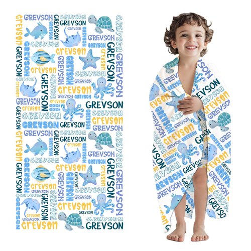 Personalized Dinosaur Beach Towel for Kids Boys,Custom Monogrammed Microfiber Beach Towels with Name Photo,Cutomized Quick Dry Bath Swim Towels for Travel Pool Swimming Seaside,Summer Vacation Gifts