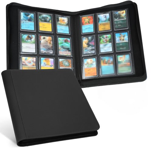 GERMUN Toploader Binder, Holds 324 Toploaders, 9 Pocket Top Loader Binders with Sleeves for 3 x 4'' Toploaders, Double-Sided Pocket Top Loader Storage Binder, Trading Card Binder - Diamond Black