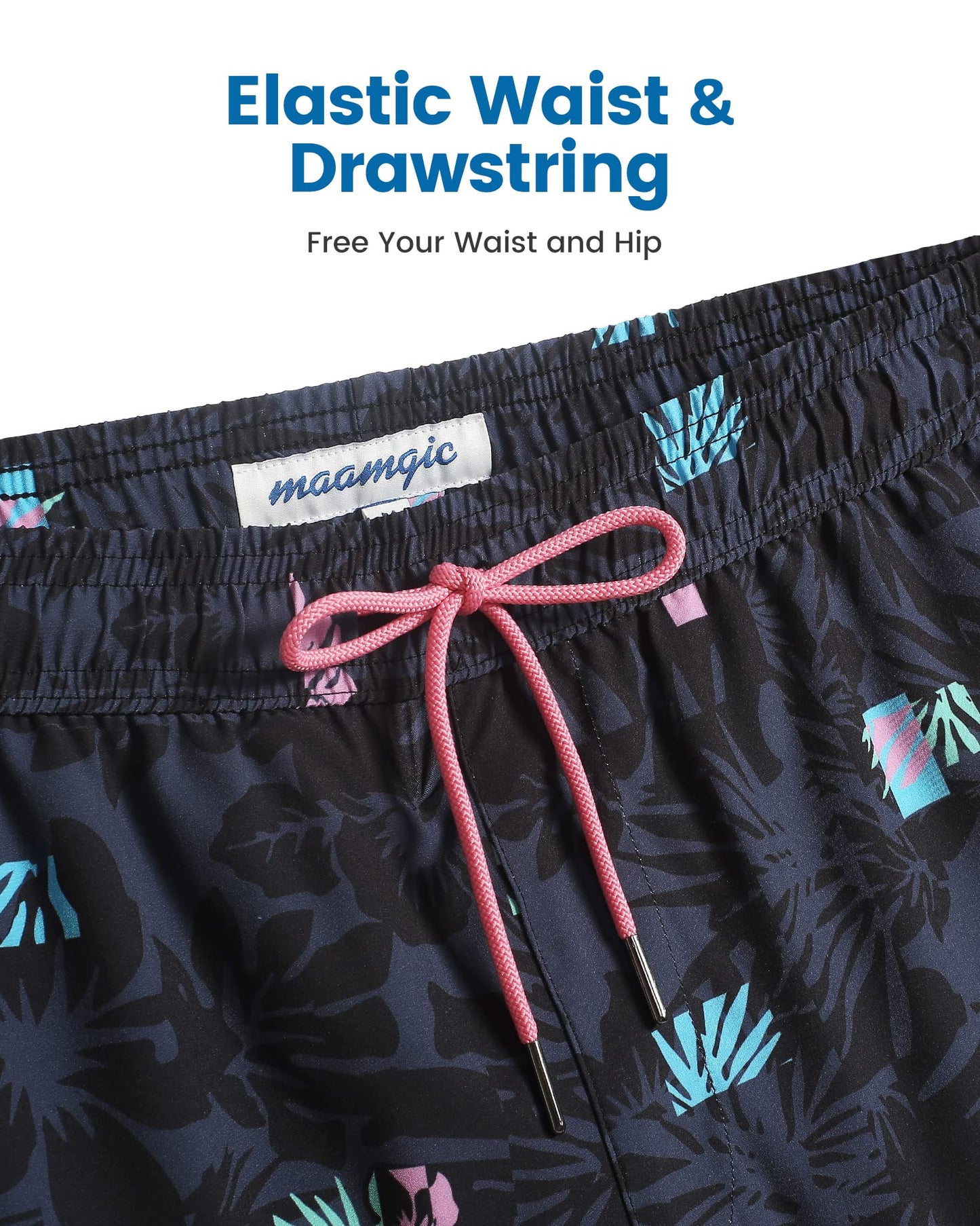 maamgic Swim Trunks Men 2 in 1 Mens Bathing Suit 7 Inch Quick Dry Mens Swimming Trunks with Zipper Pockets