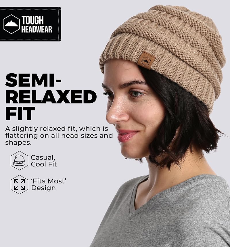 Variation of THIS listing: Beige One Size - Tough Headwear Slouchy Beanie Hat for Women, Itch-Free Acrylic Winter Gear