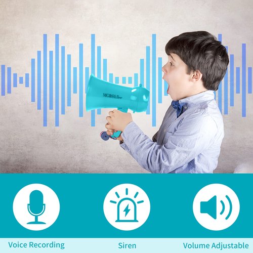 MGROLX Mini Megaphone Bullhorn with Voice Changer Function | Built-in Siren & Record | Portable Speaker for Kids, Adults, Cheerleading and Party（Teal）