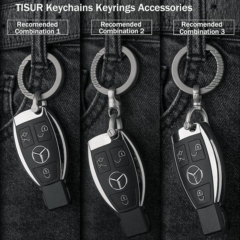 TISUR Titanium Carabiner Key Ring Clip, Gray Round Variation