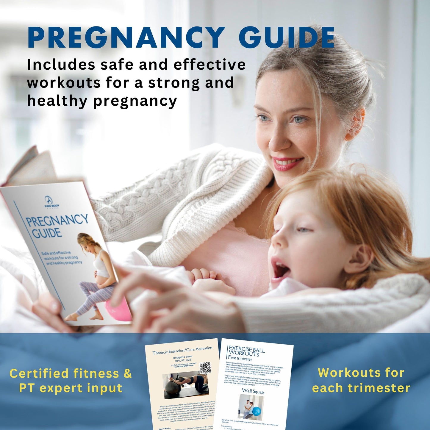 ProBody Pilates Pregnancy Ball - Yoga Ball for Pregnancy with Book, Prenatal, Labor & Postnatal Maternity Exercise (Rose, 65 cm)