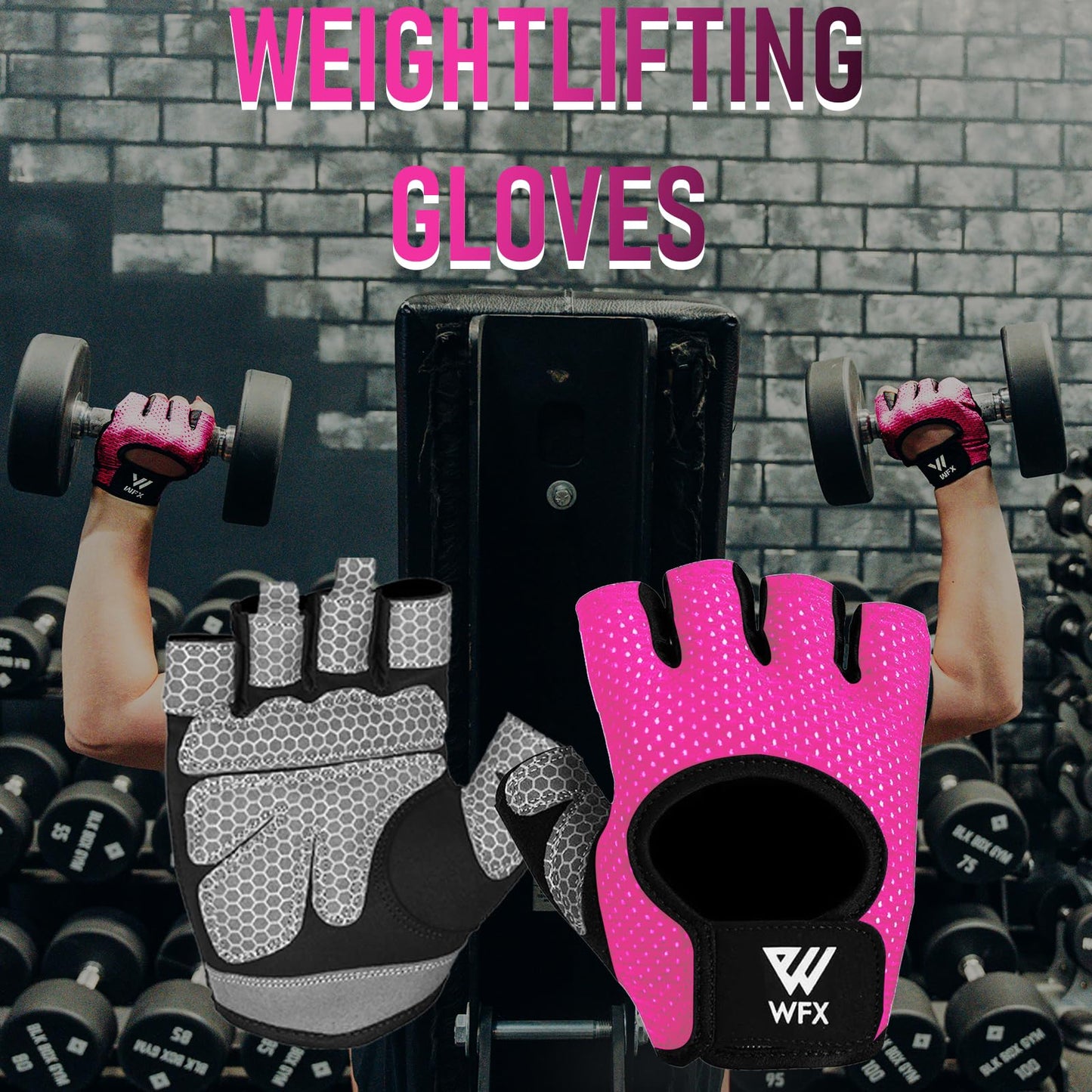 WESTWOOD FOX Weight Lifting Gloves for Men Women Gym Gloves with Wrist Wrap Support for Workout Training Exercise Fitness Hanging, Pull ups for Dumbbell, Cycling (Pink Without Wrist Support, Small)