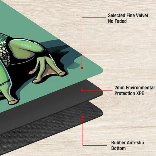 TCG Playmat Board Game Mat Plus 50 Pcs Card Sleeves, 24 x 14 Table Mats Game Mousepad with Soft Surface Non-Slip Base for MTG RPG CCG Trading Card Game Playmats, Green Frog