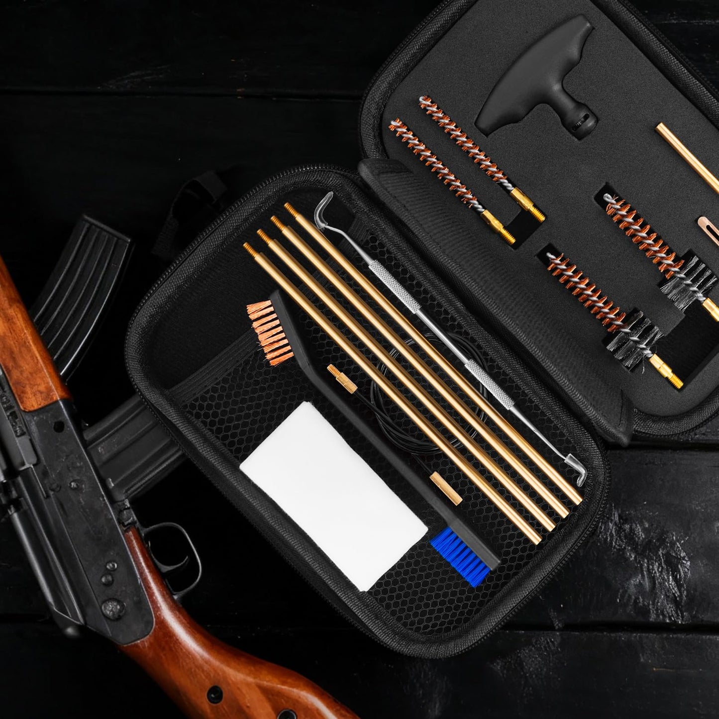 Pro .223/5.56 Cleaning Kit with Bore Chamber Brushes Cleaning Pick Kit, Brass Cleaning Rod in Zippered Organizer Compact Case BOOSTEADY