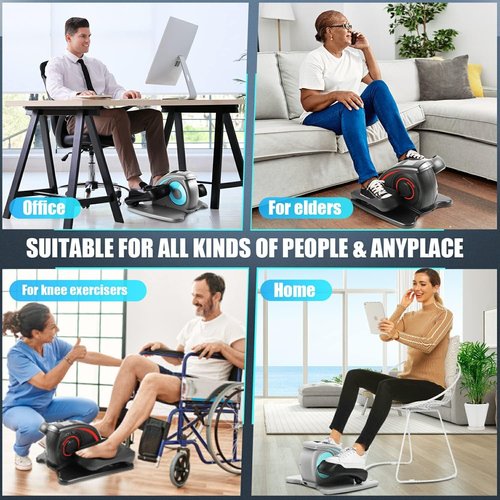 ANCHEER Under Desk Elliptical Machine - Quiet Pedal Exerciser for Seniors, Office & Home, Low-Impact Seated Leg Workout Equipment, Smart LCD Display, Remote Control(Black)