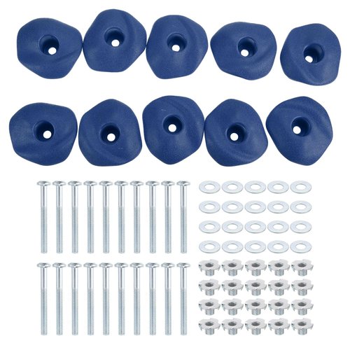 PATIKIL Rock Climbing Holds, 10 Pcs Climbing Rock Wall Grips Play Set Climber Attachments with Single Holes for Playground Accessories Indoor Outdoor Tree Training, Blue-B