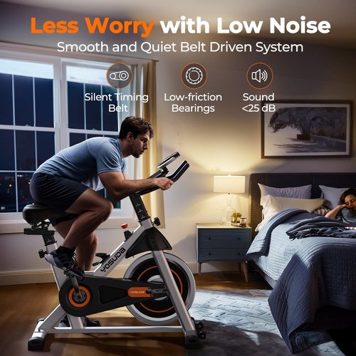 YOSUDA Exercise Bike, Stationary Bike with App, Brake Pad Indoor Cycling Bike with 300 lb Weight Capacity, Low Noise, Tablet Holder, padded Seat for Home Fitness and Weight Loss