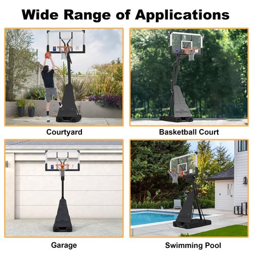 Cofiyard Portable Basketball Hoop with 44 Inch Shatterproof Backboard,10FT Height Basketball Hoop Outdoor with Extra Sandbag, Adjustable Basketball Goal System for Youth and Adults
