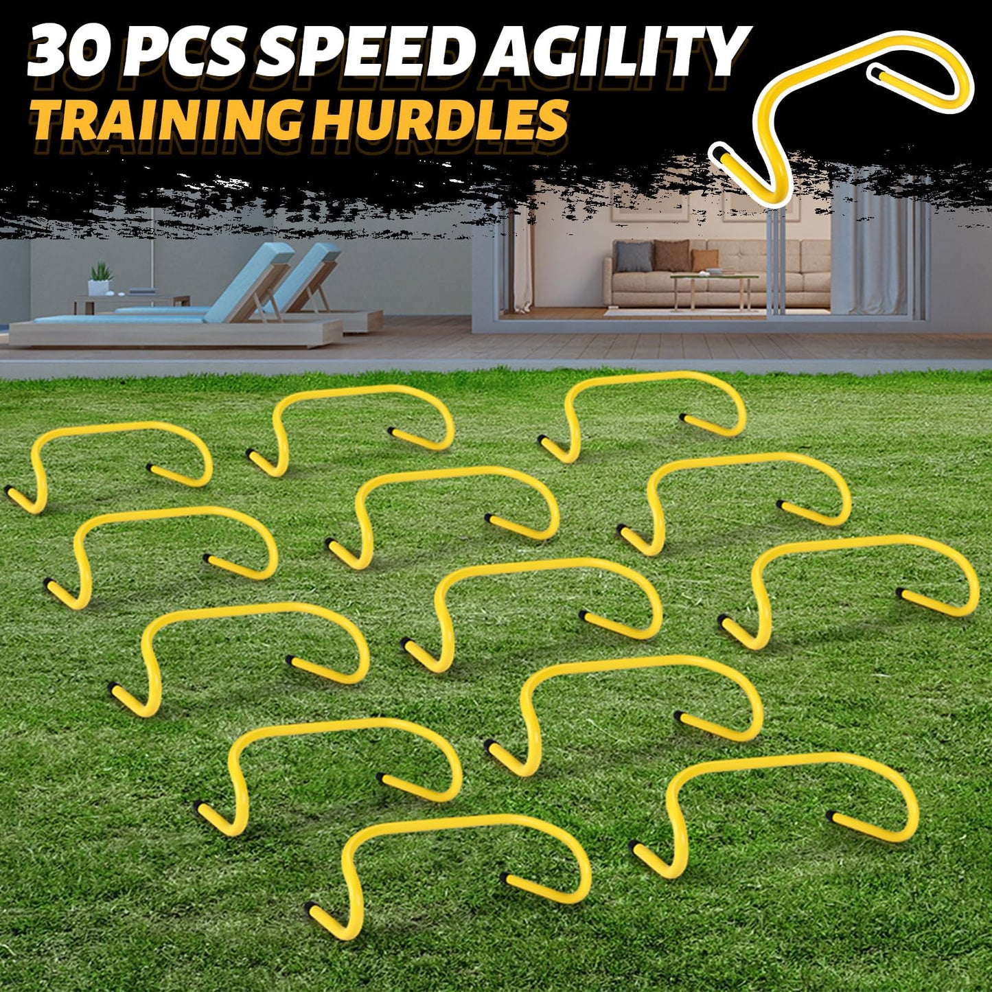 Wettarn 30 Pcs 6" Speed Agility Training Hurdles Plyometric Practice Agility Hurdle for Adults, Athletes, Basketball, Baseball, Soccer, Football Indoor Outdoor Sports Equipment(Yellow)