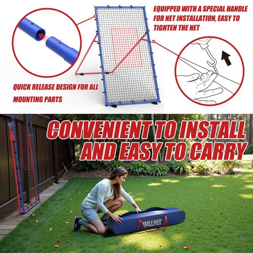 BALLNET Professional Volleyball Rebounder Net,Volleyball Net Size 7×4FT,with 5-Speed Adjustable Angle Volleyball Training Equipment,Anti-Slip Base Design,Improve Volleying,Bumping,Spiking Skills