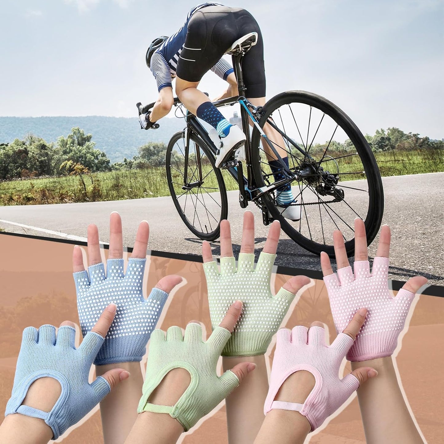 3 Pairs Silicone Yoga Gloves for Women Non Slip Fingerless Pilates Gloves for Gym Exercise Workout Weight Training Mitten One Size Fits Most Women Men