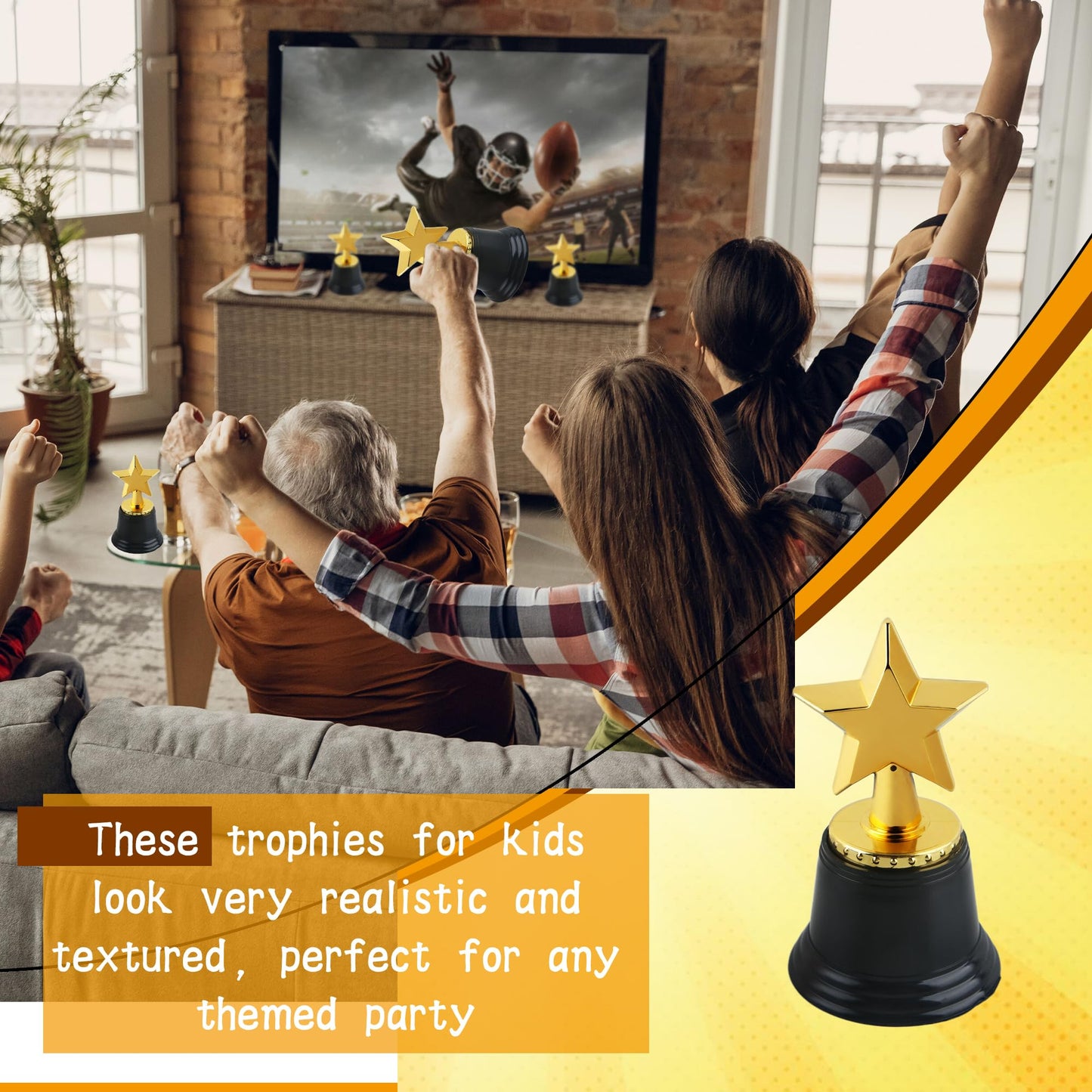 Cotiny 16 Pcs Mini Star Trophy Awards Plastic Small Gold Cups Trophy Bulk for Kids Sports Tournament Participation Rewards Competitions Winning Prizes