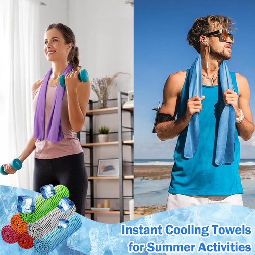 LYDTICK 30Pack Cooling Towels for Neck and Face (40"x12"), Ice Microfiber Cooling Towels Bulk for Workout Chill Sweat Towels Cooling Neck Wraps for Gym Yoga Golf Running Sport