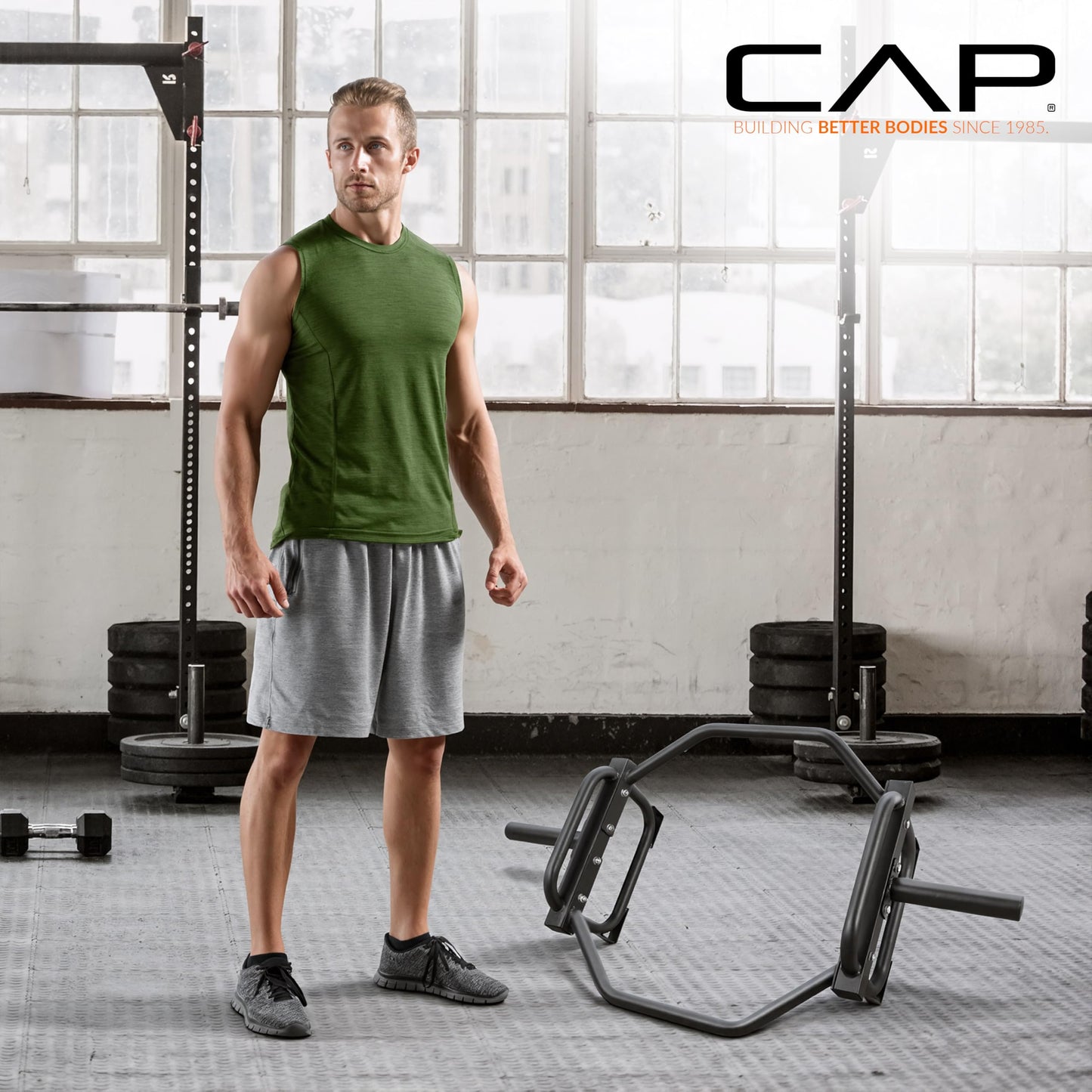 CAP Barbell Olympic Trap Bar, 500lbs, Alloy Steel, Black, 50x29x14 inches