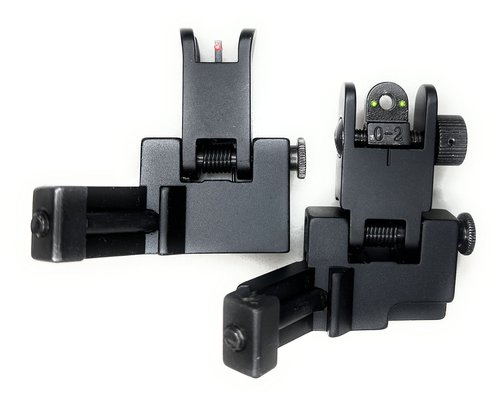 Dagger Defense Veteran Owned Company-Fiber Optic BUIS, Back up canted Iron Sights, Spring Loaded Deployment