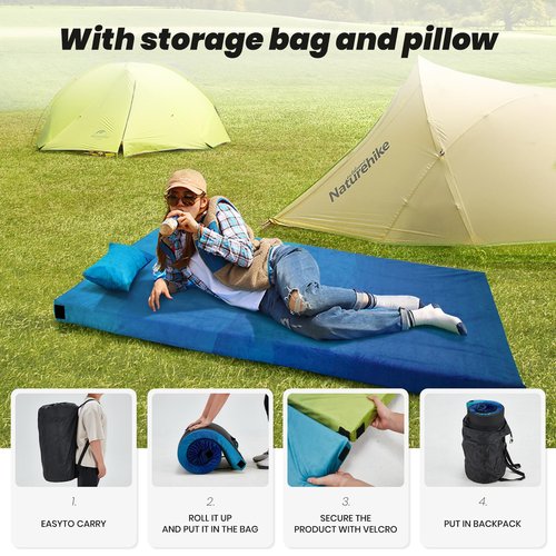 Memory Foam Camping Pad, Waterproof Sleeping Pad for Adults, Roll Up Floor Mattress for Indoor/Outdoor Use, Ideal for Side Sleepers and Guests