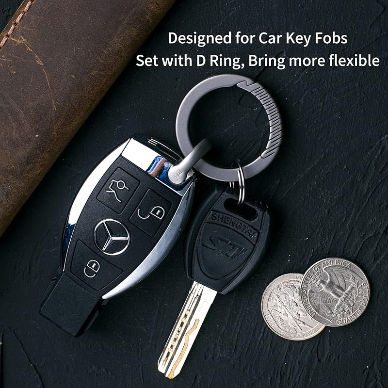 TISUR Titanium Carabiner Key Ring Clip, Gray Round Variation