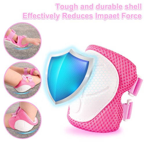 Knee Pads for Kids 3-14 Years Toddler Knee and Elbow Pads with Wrist Guards 3 in 1 for Bicycle Scooter Roller Skates Skateboarding