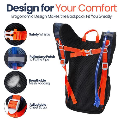 Shinylin 2 Pcs Kids Hydration Backpack with 1.5l Water Bladder Lightweight Kids Hiking Backpack Water Rucksack for Boys Girls Climbing Running(Blue, Green)