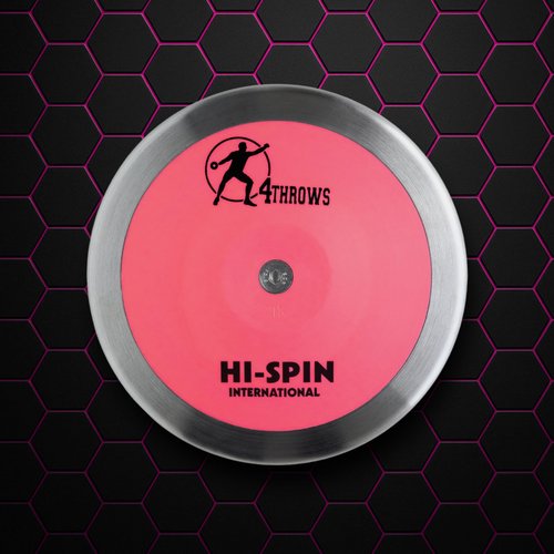 4THROWS ATE 1KG Hi-Spin International Discus for Track & Field, High School, College, Men & Women — 80% Rim Weight, IAAF World Athletics Certified with Free Carry Bag, Pink and Silver