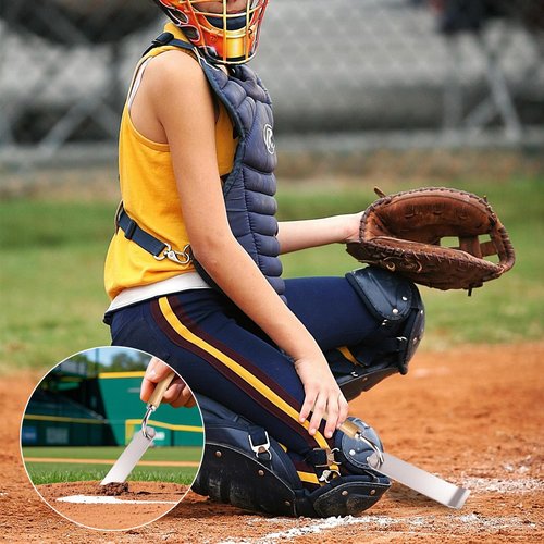 Lyreh Baseball Dig Out Tool, Stainless Steel Softball Base Pick up Tool Wooden Handle Soft Ball Base Plugs for Training Course Maintenance Cleaning