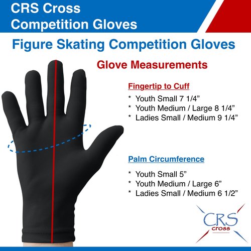 CRS Cross Competition Figure Skating Gloves. Fitted Glove for Ice Skate, Dance, Roller Skaters and Cheerleading. Available in Both Youth and Adult Sizes (Black, Youth Medium/Large)