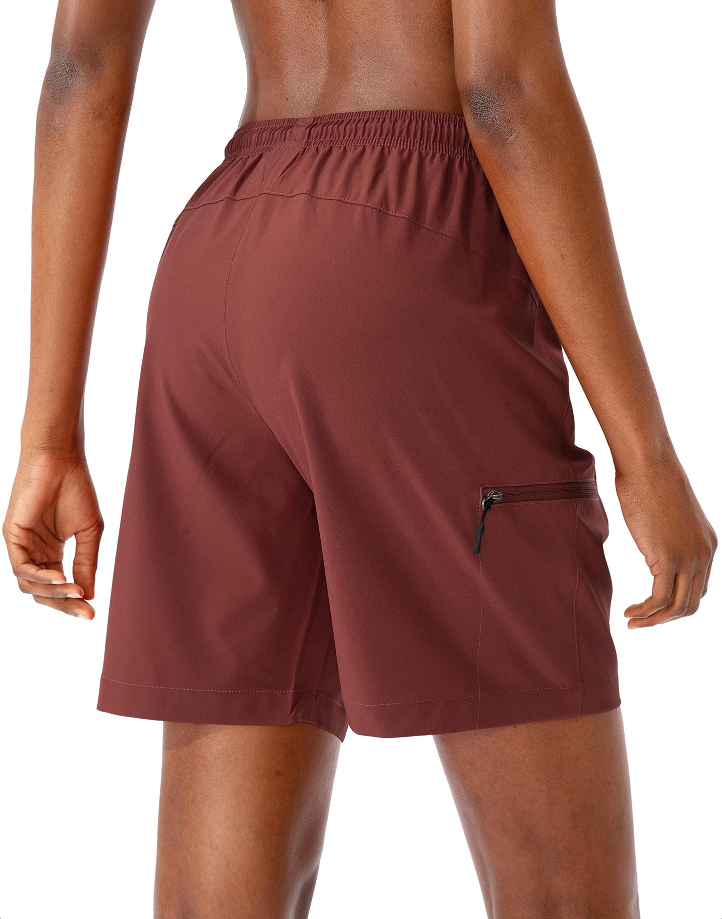 SANTINY Women's 5''/ 7''/9'' Hiking Cargo Shorts Quick Dry Lightweight Summer Shorts for Women Athletic Golf Zipper Pockets(Maroon_XL)