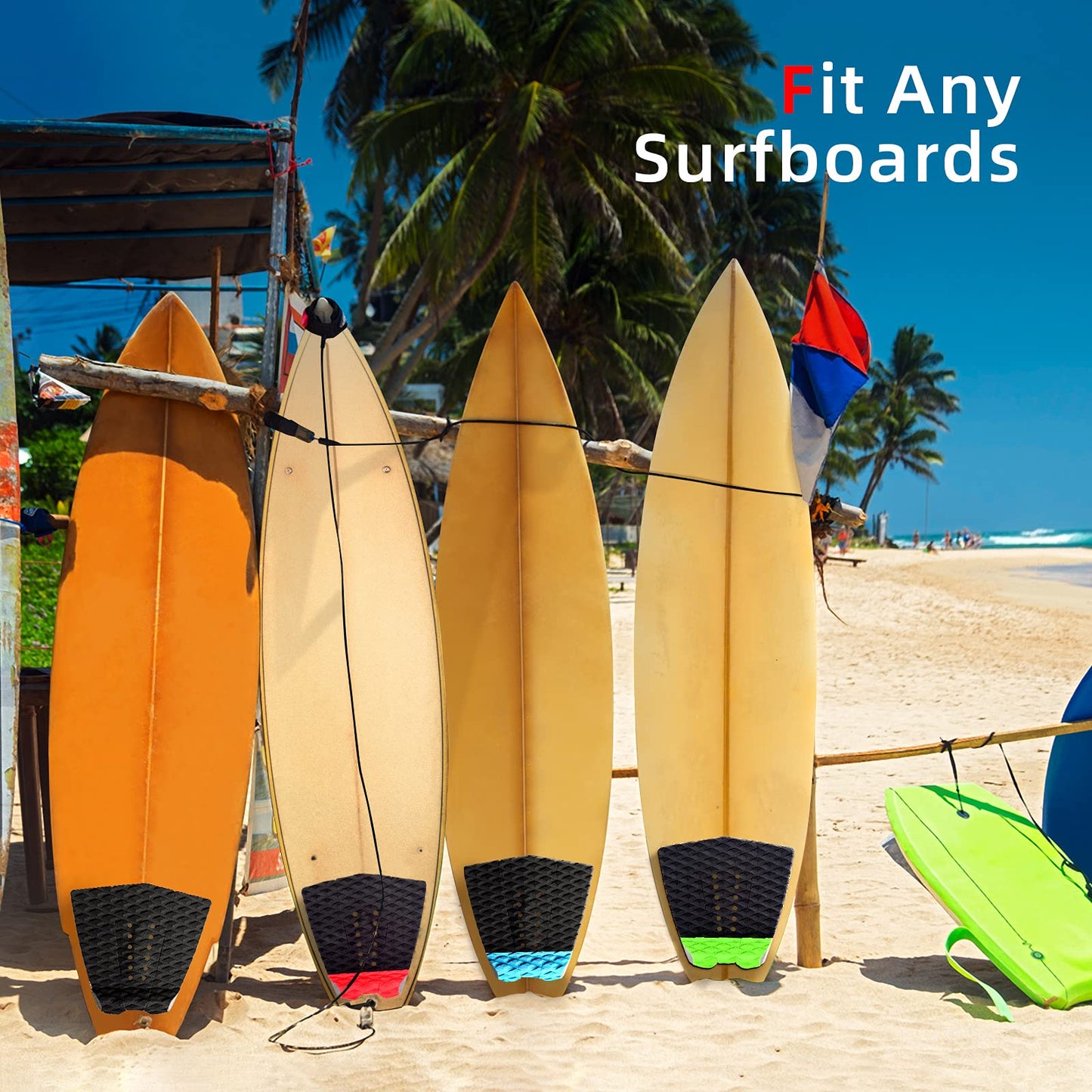Abahub 3 Piece EVA Surfboard Deck Traction Pads with Kicker for Stomp Skimboards, Surf Boards, Funboard, Fish Board, Blue