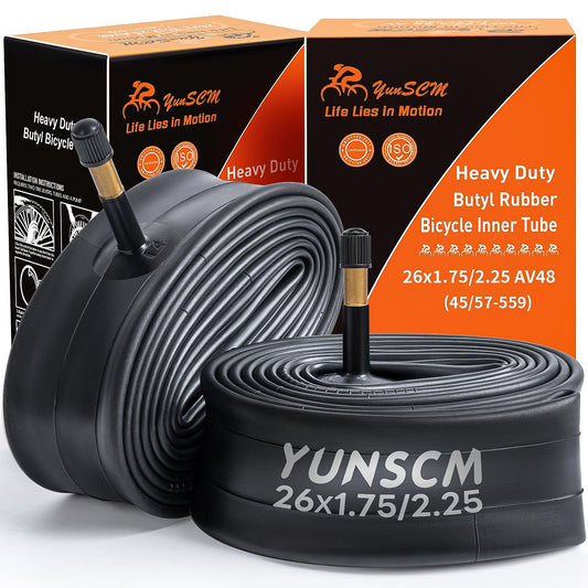 2-PCS 26" Heavy Duty Bike Tubes 26x1.95 26x2.10 26x2.125 AV48MM Schrader Valve 45/57-559 26'' Bicycle Tubes 26x1.75 26x2.0 26x2.25 Compatible with 26x1.75/2.25 Bike Tubes