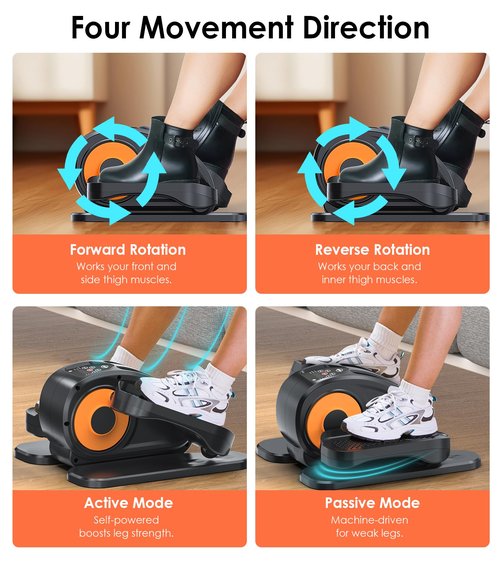 Under Desk Elliptical Machine, Ellipse Leg Exerciser for Seniors - Portable Seated Pedal Exerciser with 12 Adjustable Speeds & Remote Control, Quiet & Compact for Home Office Use
