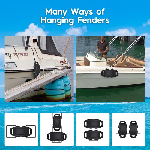 AWEMUFA EVA Boat Fenders 2 Pack, Large Boat Bumpers for Docking Black Boat Buoys Bumpers, Boat Bumpers for Docking Ideal for Pontoon Boat, Fishing Boat, PWC and Jet Ski