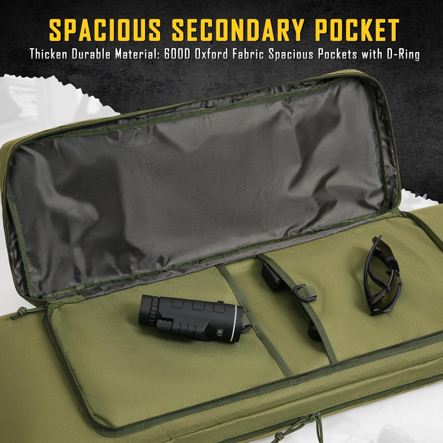 DULCE DOM 32 inch Double Rifle Case Soft Bag Gun Case, Perfect for Rifle Pistol Firearm Storage and Transportation, All Around Shooting Range Tactical Rifle Backpack, Indoor Outdoor