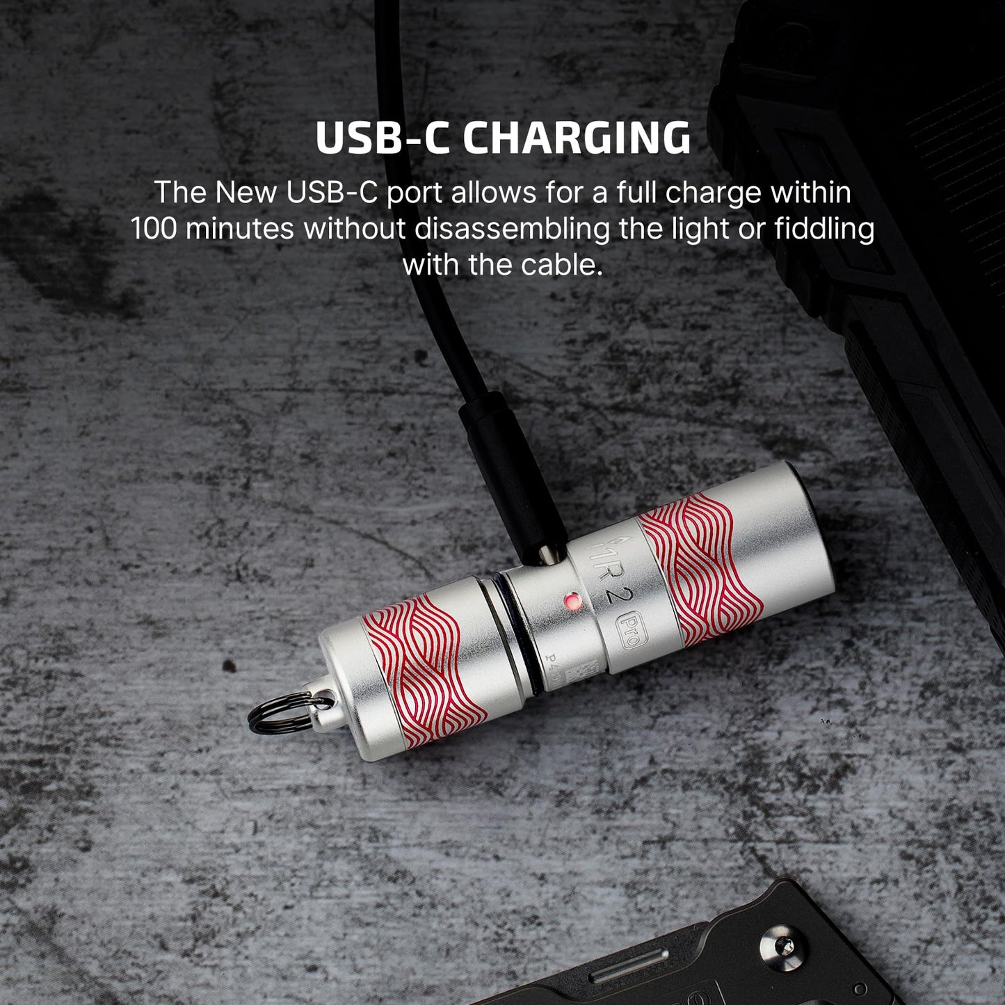 OLIGHT I1R 2 Pro Eos 180 Lumens EDC Rechargeable Keychain Flashlight, Powered by Built-in Rechargeable Battery with Type-C USB Cable, Slim Mini Handheld Light for Everyday Carry (Capsule Orange)