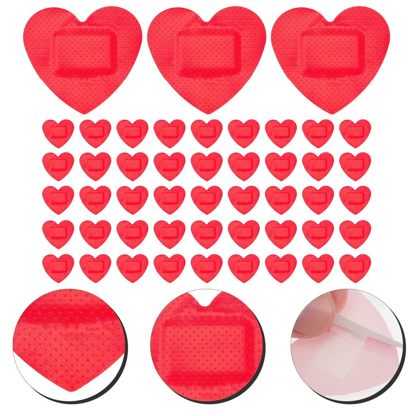 Healifty Heart-Shaped Breathable Wound Bandages 50 Pcs Waterproof Hemostatic Stickers for Kids and Adults Durable Adhesive Wound Care Patches 2.32 X 1.69 in