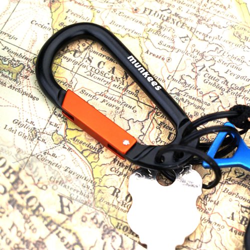 munkees Carabiner Keychain with 2-3 Rings, Backpack Buckle, Aluminum Alloy, Lightweight and Portable (Large,Red)