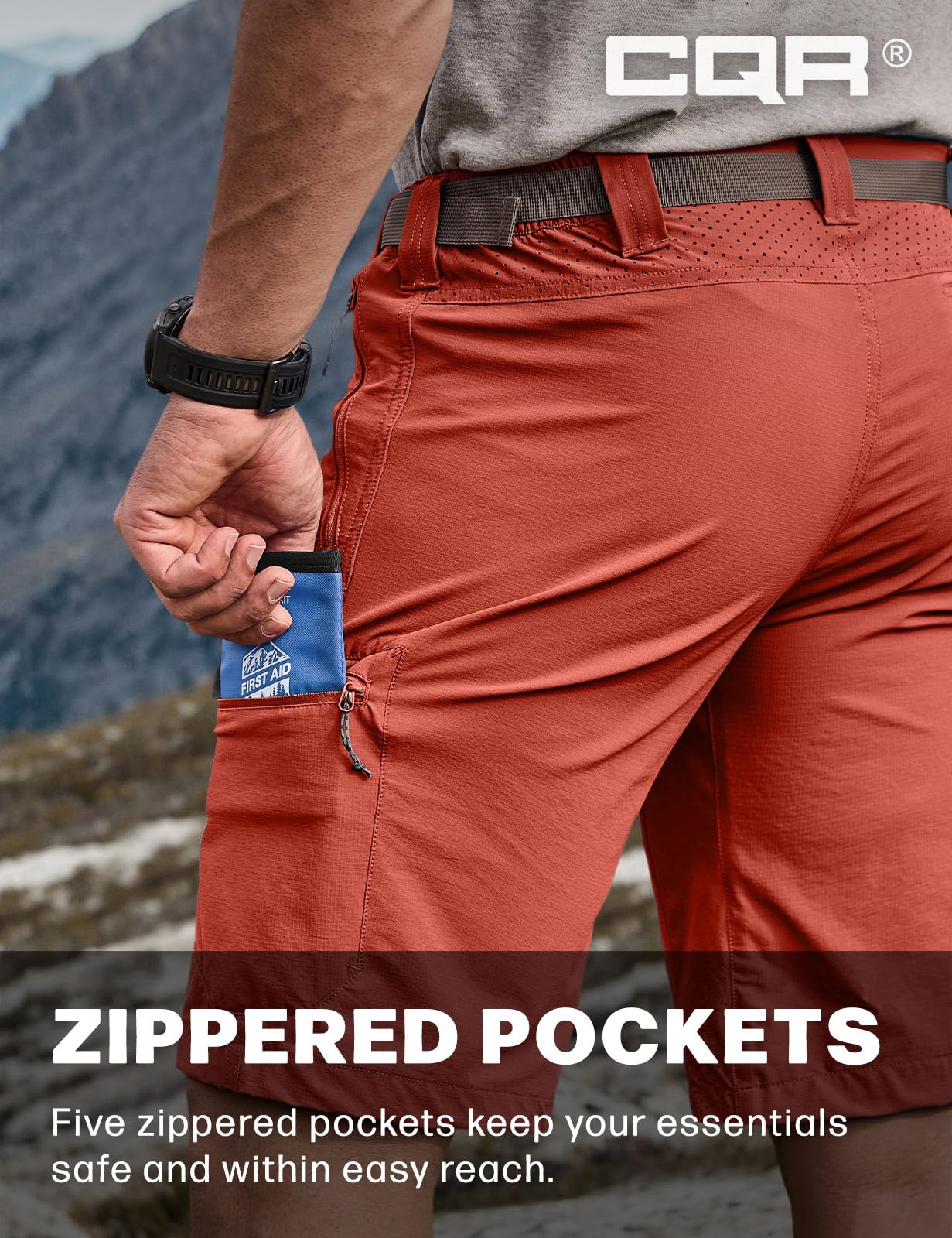 CQR Men's Quick Dry Stretch Hiking Cargo Shorts, Lightweight Water Resistant Tactical Casual, Golf & Outdoor with Pockets
