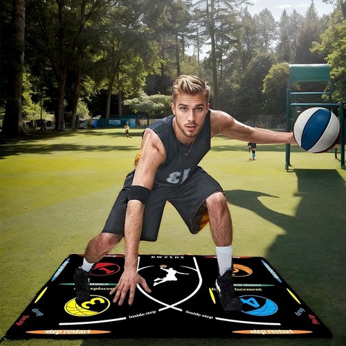 BWZYdy Portable Basketball Training Mat - Agile Stepping Training mat, designed for all ages with anti slip and silent features to improve speed, strength, and coordination | Indoor/Outdoor Practice mat with Portable Bag
