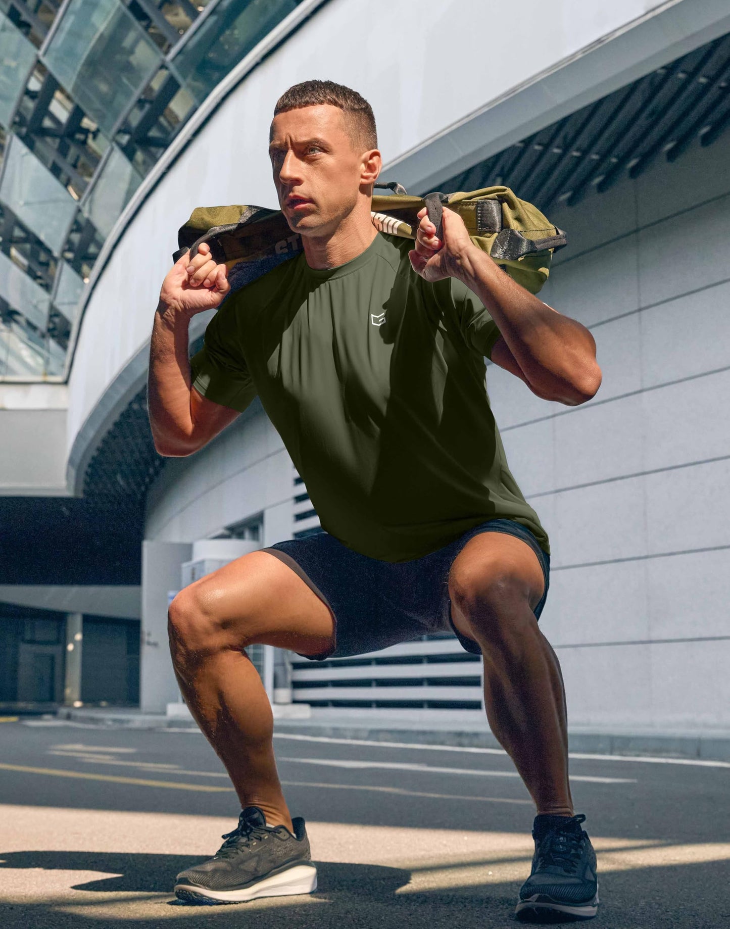 G Gradual Men's Athletic Workout T-Shirts Moisture Wicking Cooling Running Shirts Short Sleeve Performance Tee for Gym Tennis(Olive,S)