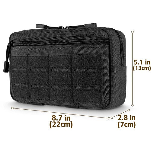 Tactical Molle Pouches Tactical Admin Pouch Compact Molle EDC EMT Utility Bag Gadget Gear Bag Military Organizer Tool Pouch of Double Layer Design Medical(Black)
