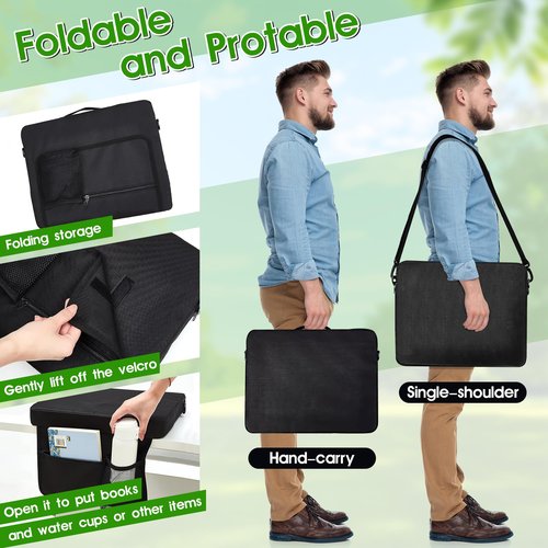 GQIRIL Portable Stadium Seat Cushion - Foldable Bleacher Seats Cushion with Shoulder Strap Pocket Cup Holder, Thick Padded Support Bleacher Chair Pad for Basketball Football Bench Sports Outdoor Event