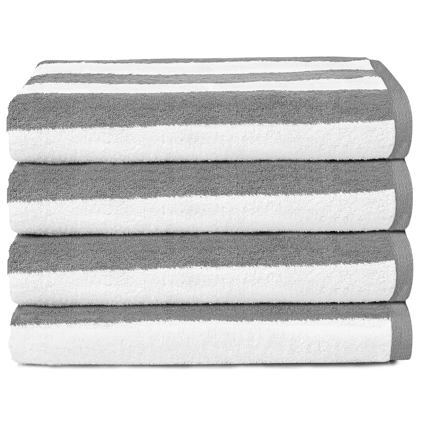 Bliss Casa Beach Towels — 4 Pack, 30 x 60 in — Premium Cotton-Rich Blend, Soft, Absorbent & Quick-Dry Pool Towels, Oversized Cabana Stripes Pool Towel