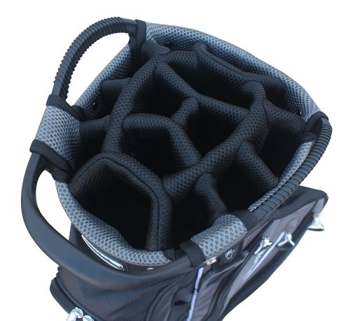Rife Golf RF-LITE Premium Cart Bag ??14-Way Organizer Divider Top with Putter Pit Well 9.5" Lightweight Nylon Bag 9 Zippered Pockets Insulated Cooler Ample Storage Pockets Black Gray Colors
