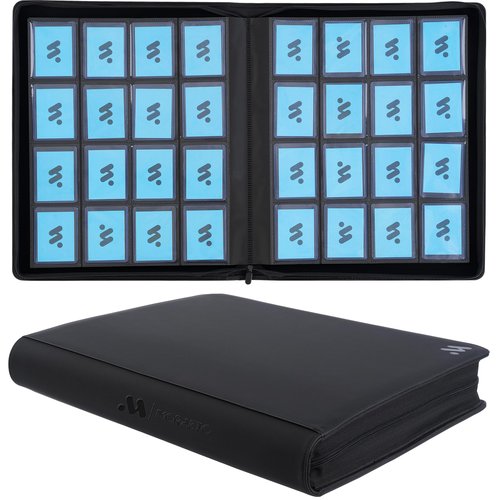 MORABTO Toploader Binder, Holds 640 Top Loaders,16 Pocket Top Loader Binders for 3" x 4" Rigid Cards,Toploader Card Binder for Hard Plastic Top Loaders -Black