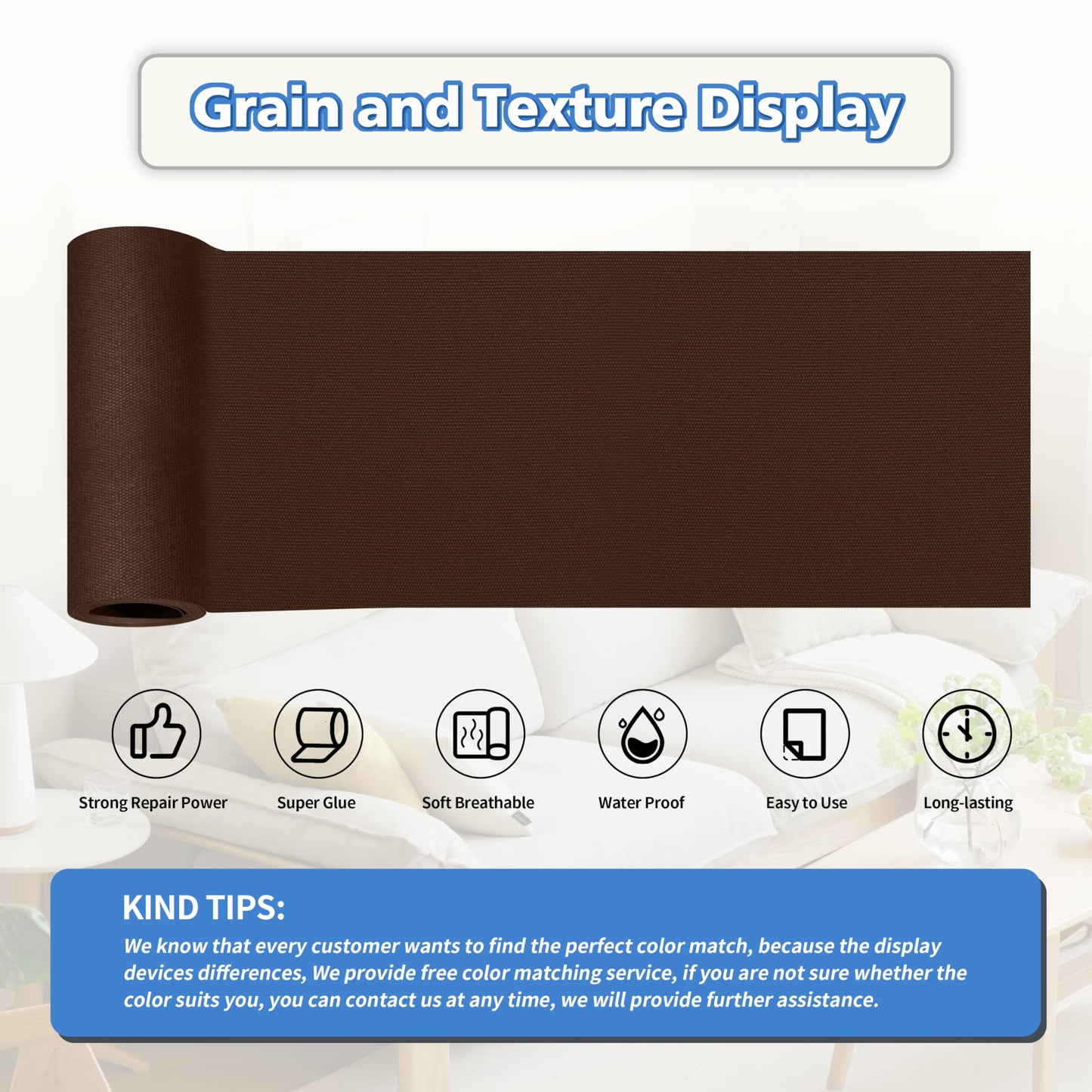 KING MOUNTAIN Canvas Repair Tape,Outdoor Gear Patch, 4×63 Inches,Waterproof,Self-Adhesive for Repairing Boat Covers,Sun Shades,Sofas,Tents,Lounge Chairs,Awnings (Dark Brown)