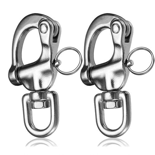 NECMETU Snap Shackle 316 Stainless Steel Swivel Shackle Sailing Halyard, Quick Release Snap Hook Boat Shackles Sailboat Hardware for Sailing Rigging Shackles (2-3/4 Inch - 2Pcs)