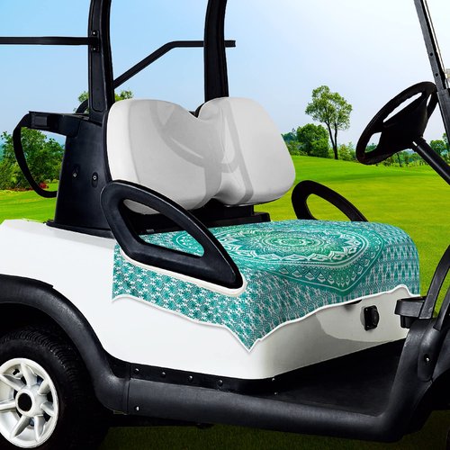 ENYORSEL Golf Cart Seat Covers, Green Bohemian Golf Cart Seat Towel Blanket for All EZGO, Yamaha, Club Cars, Icon and More 2/4-seats Cart, 100% Microfiber, Essential Golf Cart Accessories, 51'' x 31''