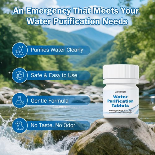 Water Tablets Purification for Drinking - Water Filtration System for Survival, Emergencies, Camping, Boating, Hiking, Backpacking, RVs. Easy to Use Treatment for Safe Drinking Anywhere