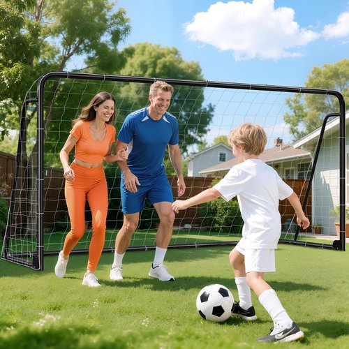 Docred 6x4/8x6/10x6.5/12x6/16x7ft Soccer Goals, Foldable Steel Soccer Goal for Backyard, Weatherproof Metal Soccer Goal for Teens/Adults Practice Training